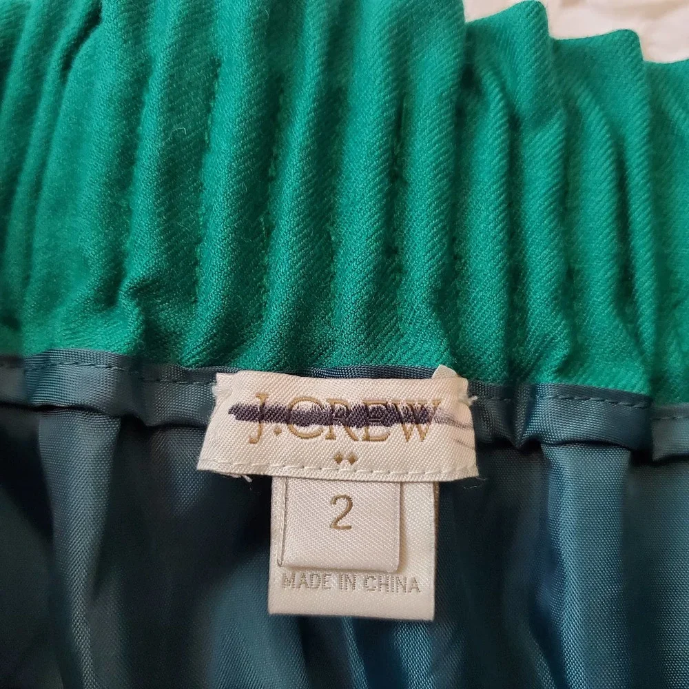 J. CREW | PAPERBAG WOOL BLEND PULL ON GREEN SKIRT POCKETS WOMEN'S SIZE 2